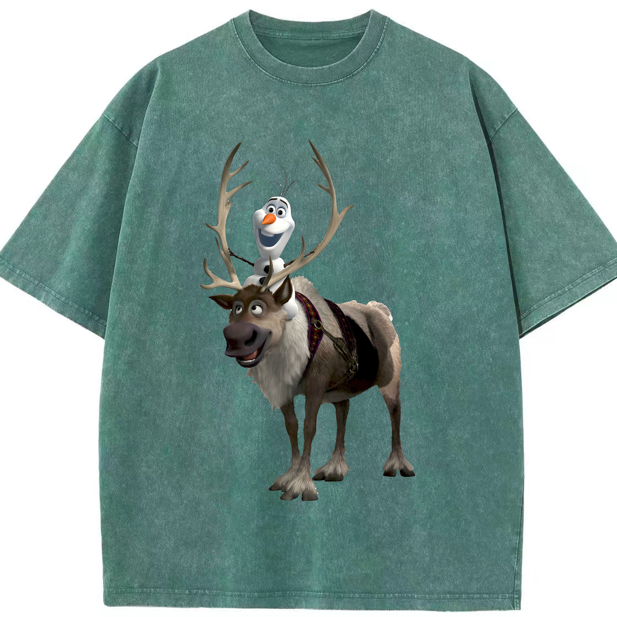 （画像用） アナと雪の女王 アンナ エルサ Frozen Anna Elsa 綿100% ヴィンテージ風 半袖Tシャツ（フロントプリント）